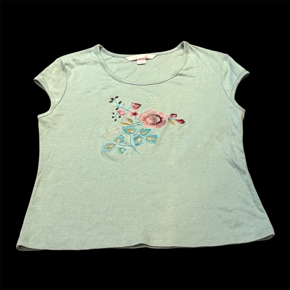 Victoria's Secret Mint Green Floral Short Sleeve Tee